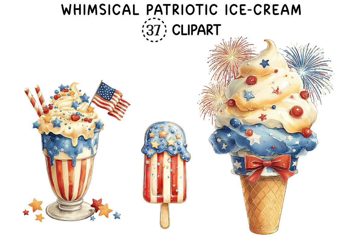 Whimsical Patriotic Ice-Cream, a Seasonal Illustration by Creative Art (Photo 1 of 8)