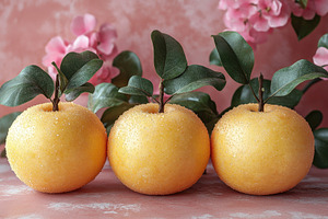Fresh oranges with water droplets an, a Photo by Tanuart