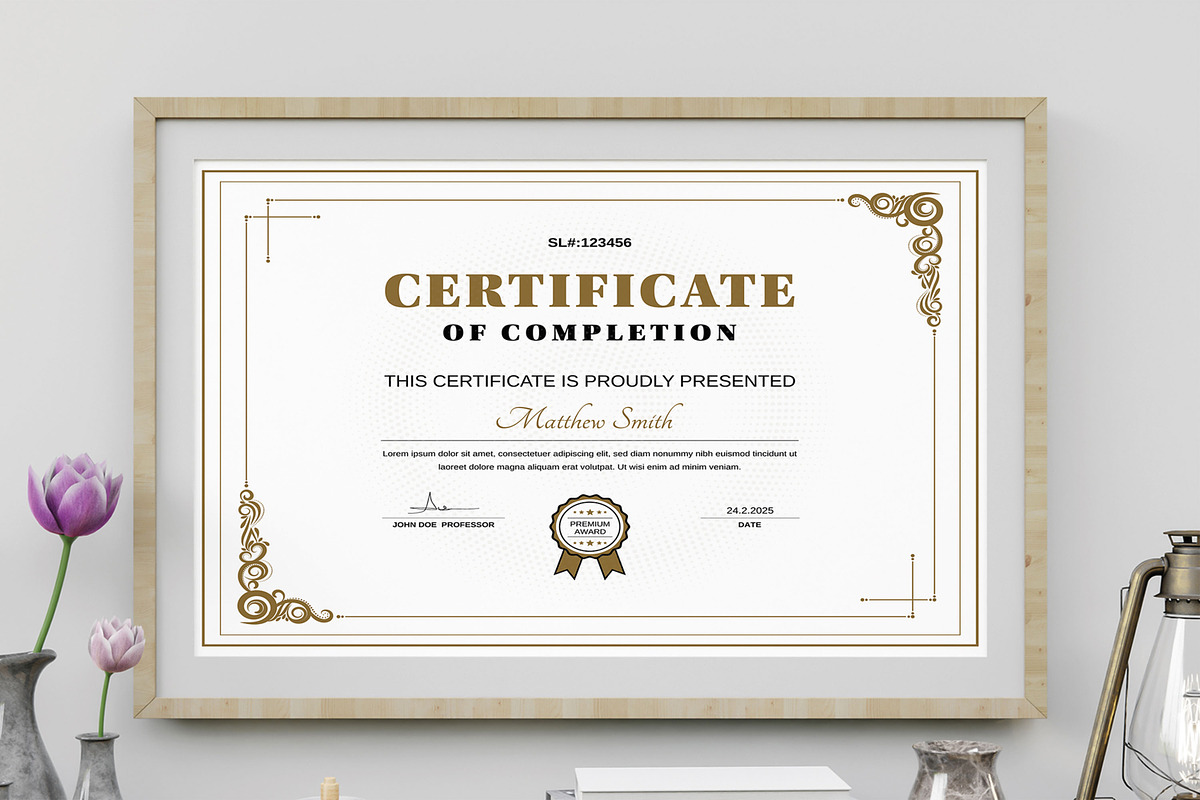 Certificate Design Template Layout, a Stationery Template by MightyDesign (Photo 1 of 6)