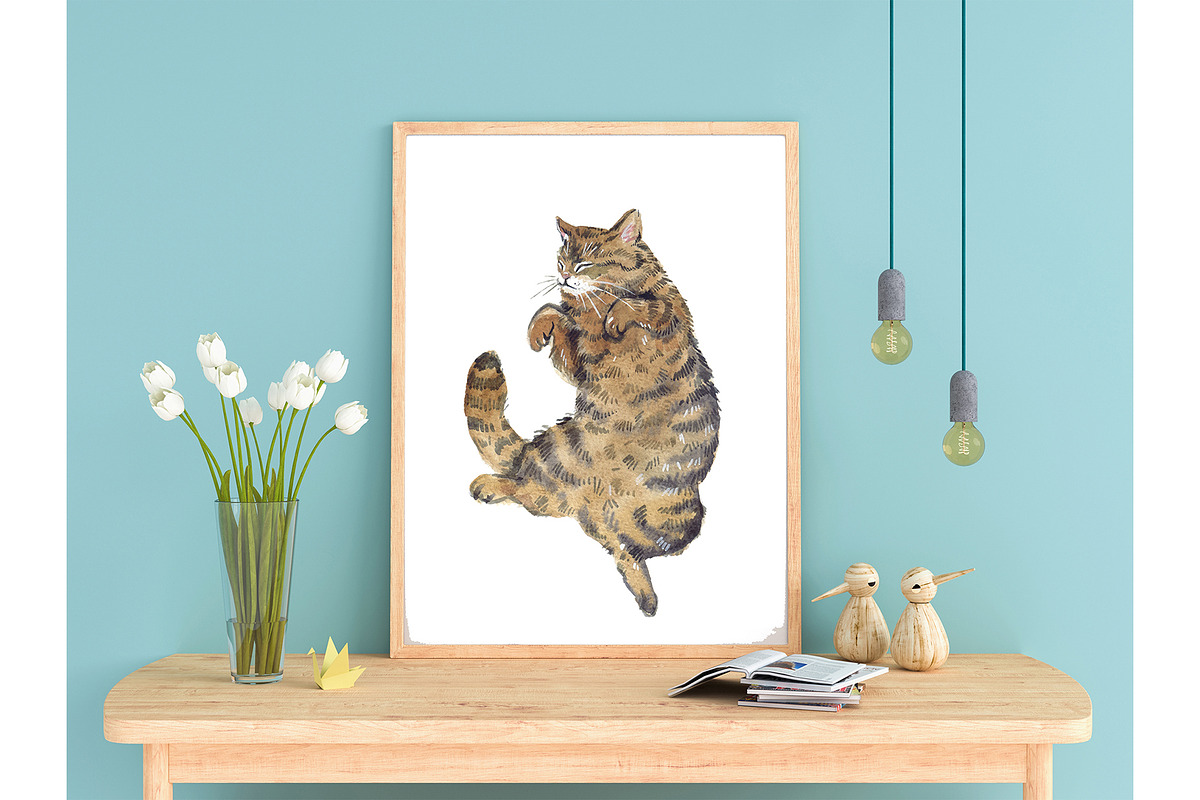 Watercolor Clipart, Cat Clipart, png, an Animal Illustration by KomtsyanTatyanaArt (Photo 10 of 10)