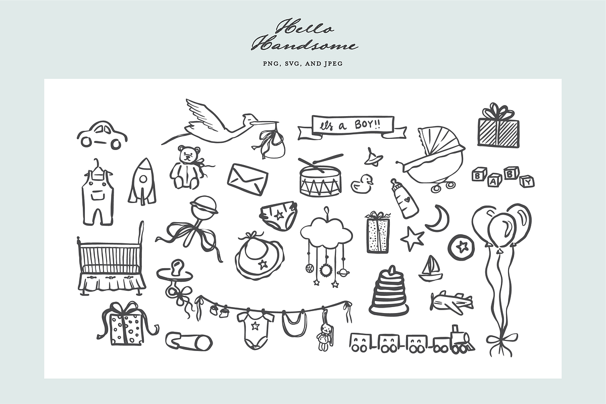 Hello Handsome! Clipart, an Icon by Jordyn Grace Design (Photo 2 of 5)