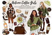 Autumn coffee girls clipart png, an Illustration by Parinaz Wadia Design (Thumbnail 1 of 9)
