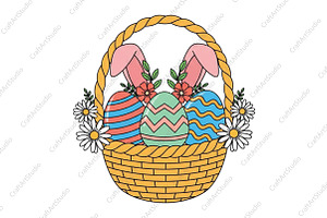 Easter Basket With Bunny PNG, an Illustration by CraftArtStudio