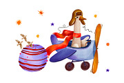 Watercolor Goose Pilot Clipart Set, a Transportation Illustration by the_myro (Thumbnail 4 of 6)