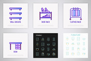Furniture | 16 Thin Line Icons Set, an Outline Icon by Alex Blogoodf (Thumbnail 7 of 11)