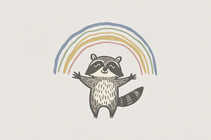 Raccoon PNG Under Rainbow, Cute, an Illustration by SharpMarketplace