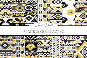 Black & Gold Boho Seamless Pattern, a Pattern Graphic by Avenie Digital