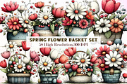Spring Flower Basket Clipart, an Illustration by Sublimation Artist (Thumbnail 1 of 7)