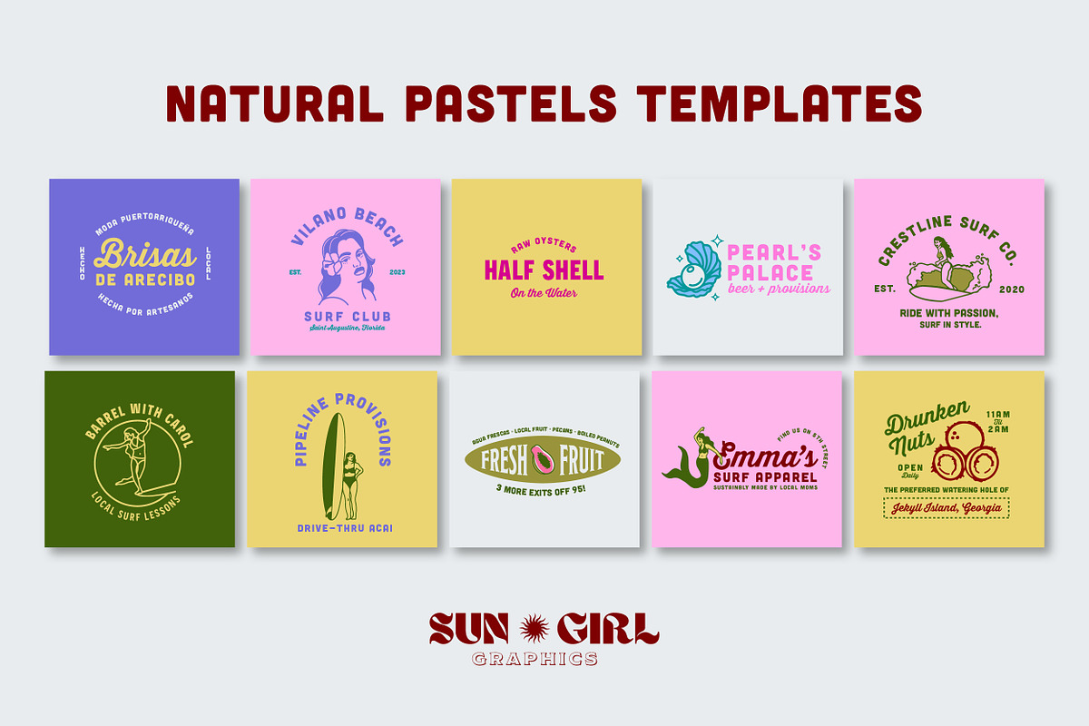 Vintage Tropical Surf Logo Templates, a Branding & Logo Template by sungirlgraphics (Photo 2 of 12)