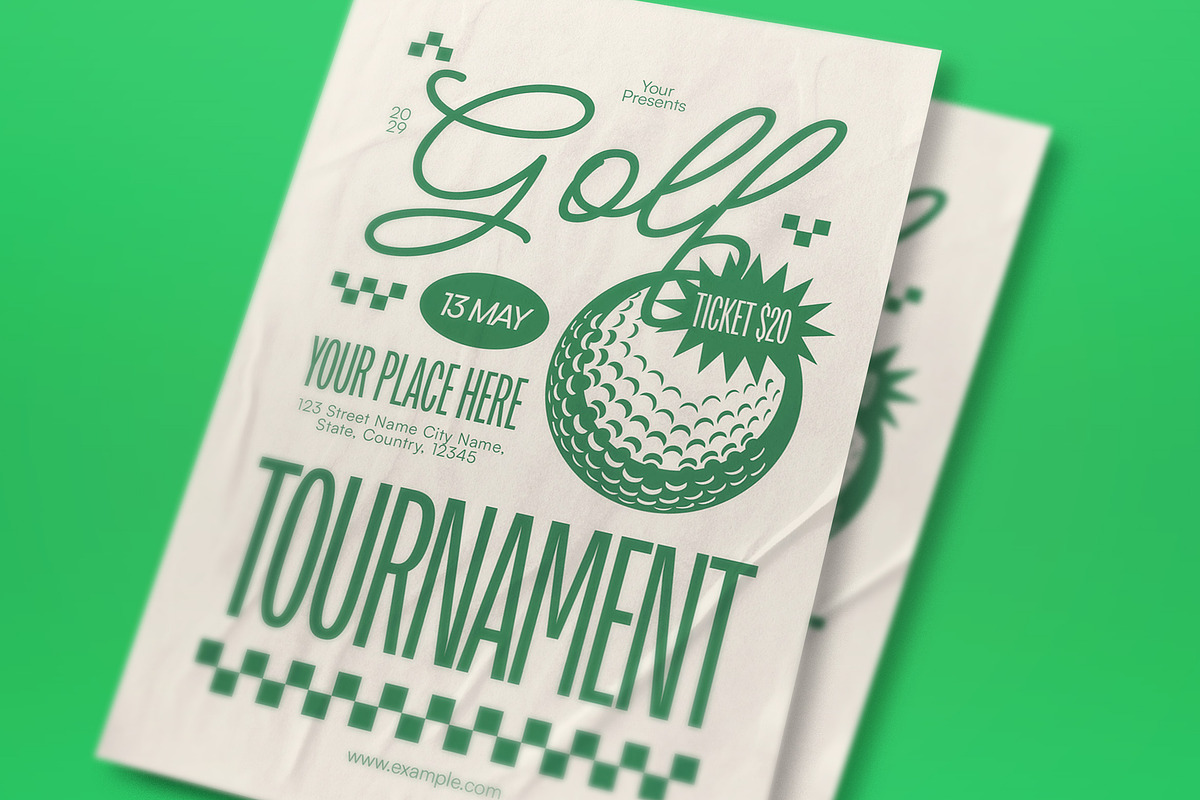 Vintage Golf Tournament Flyer Set, a Flyer Template by graphicook (Photo 2 of 3)