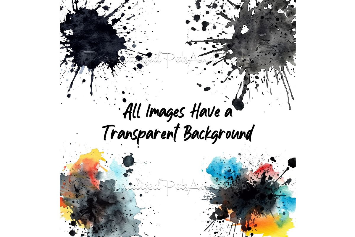 35 Black Watercolor Splashes, a Decorative Illustration by Art Paradise Studios (Photo 3 of 4)