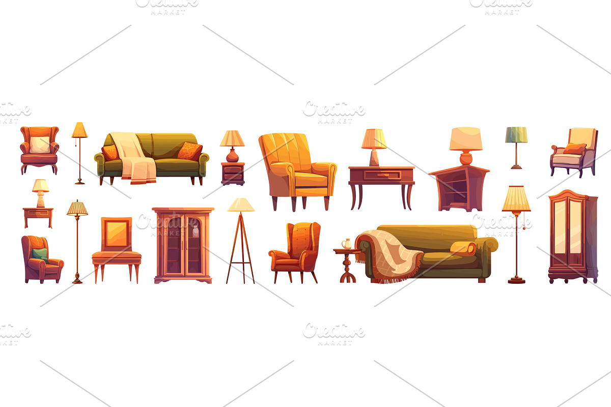 furniture cartoon set. interior, an Object Illustration by Stock-Smart-Start