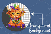 Crochet Mardi Gras Highland Cow PNG, an Illustration by Canvas Craft (Thumbnail 2 of 6)