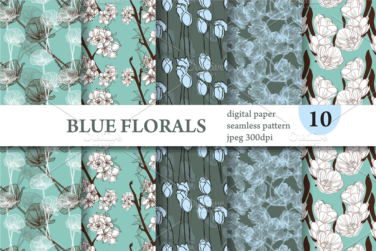 10 Floral Seamless Patterns