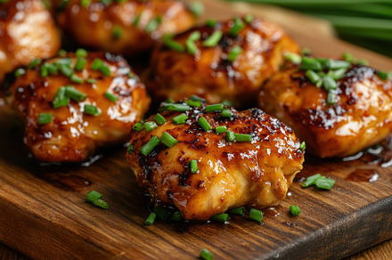 Glazed chicken bites garnished with, a Photo by Iftikhar Alam