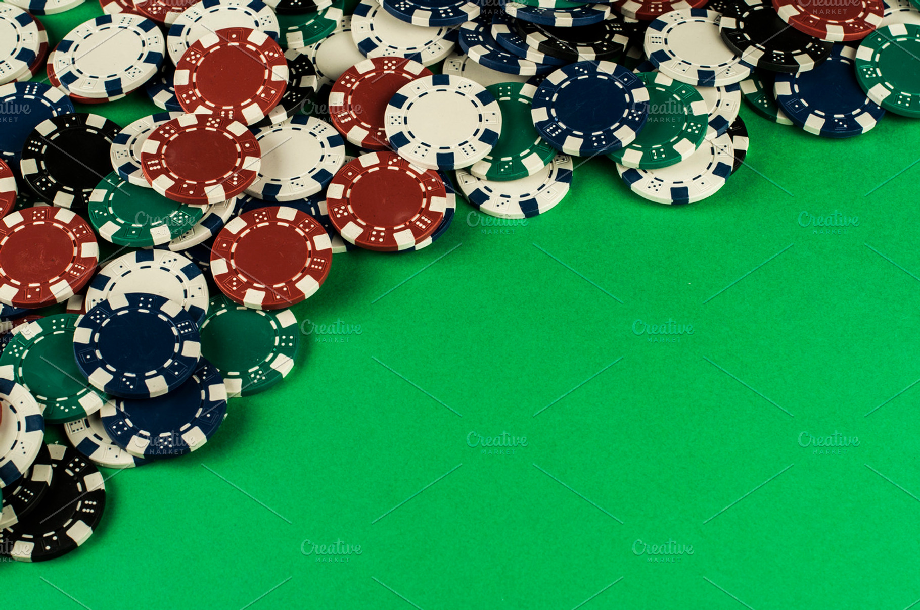 Gambling Coins Isolated On Green