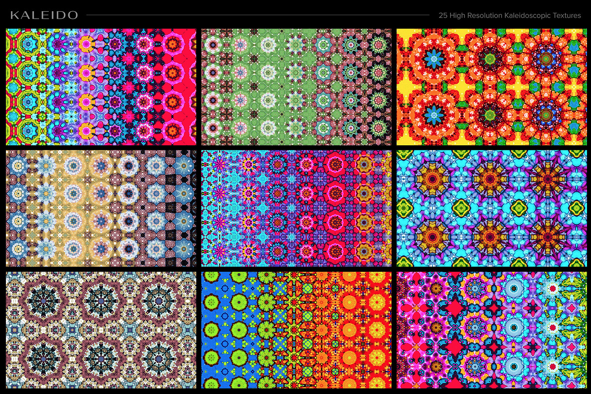 Kaleido: 25 Kaleidoscopic Textures, a Texture Graphic by Chroma Supply