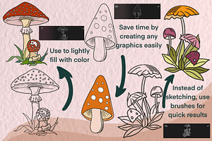 Mushrooms Digital Stamps