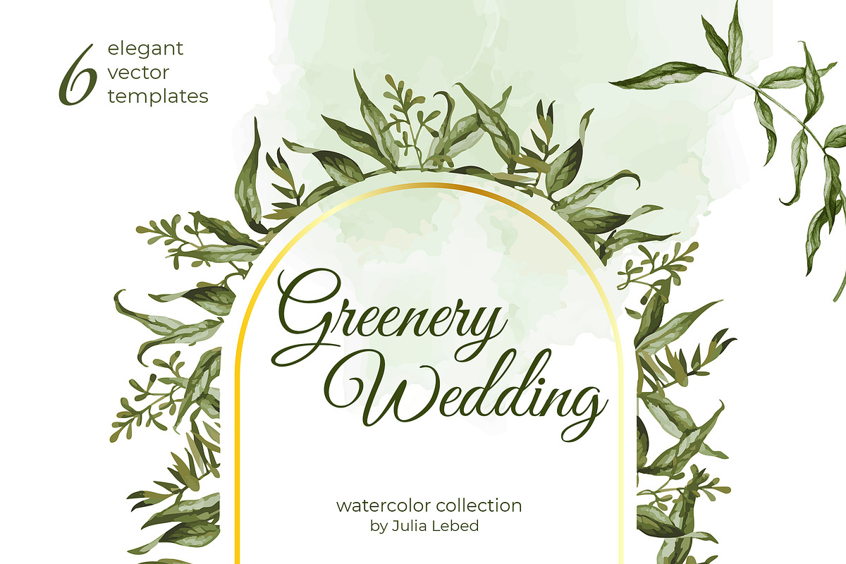 Greenery Wedding Watercolor Set, a Decorative Illustration by L- design studio (Photo 1 of 6)