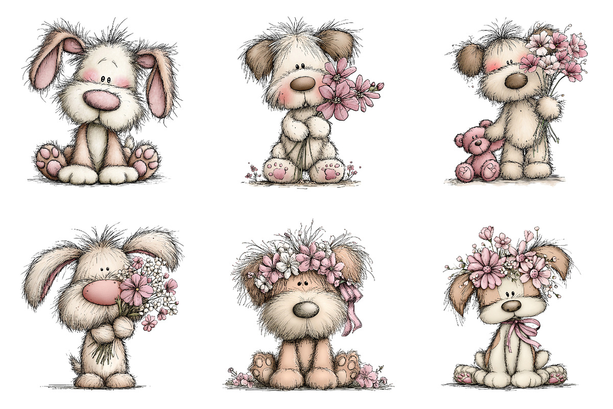 Whimsical easter dogs clipart, an Illustration by SinaCreation (Photo 4 of 11)