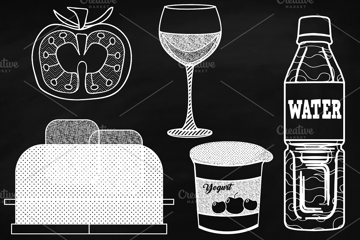 Chalk Savory Food Doodles Clip Art, a Food Illustration by FrankiesDaughtersDesign (Photo 6 of 6)