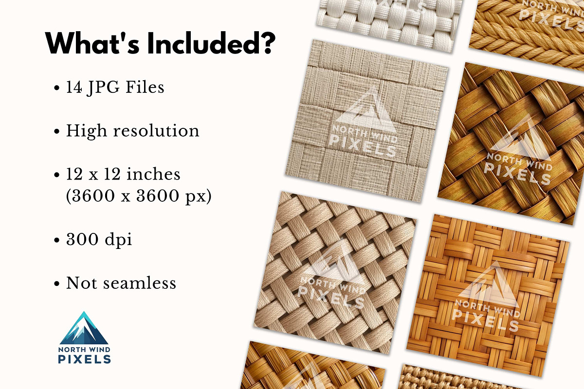 14 Basket Weave Texture Backgrounds, a Pattern Graphic by NorthWindPixels (Photo 3 of 4)