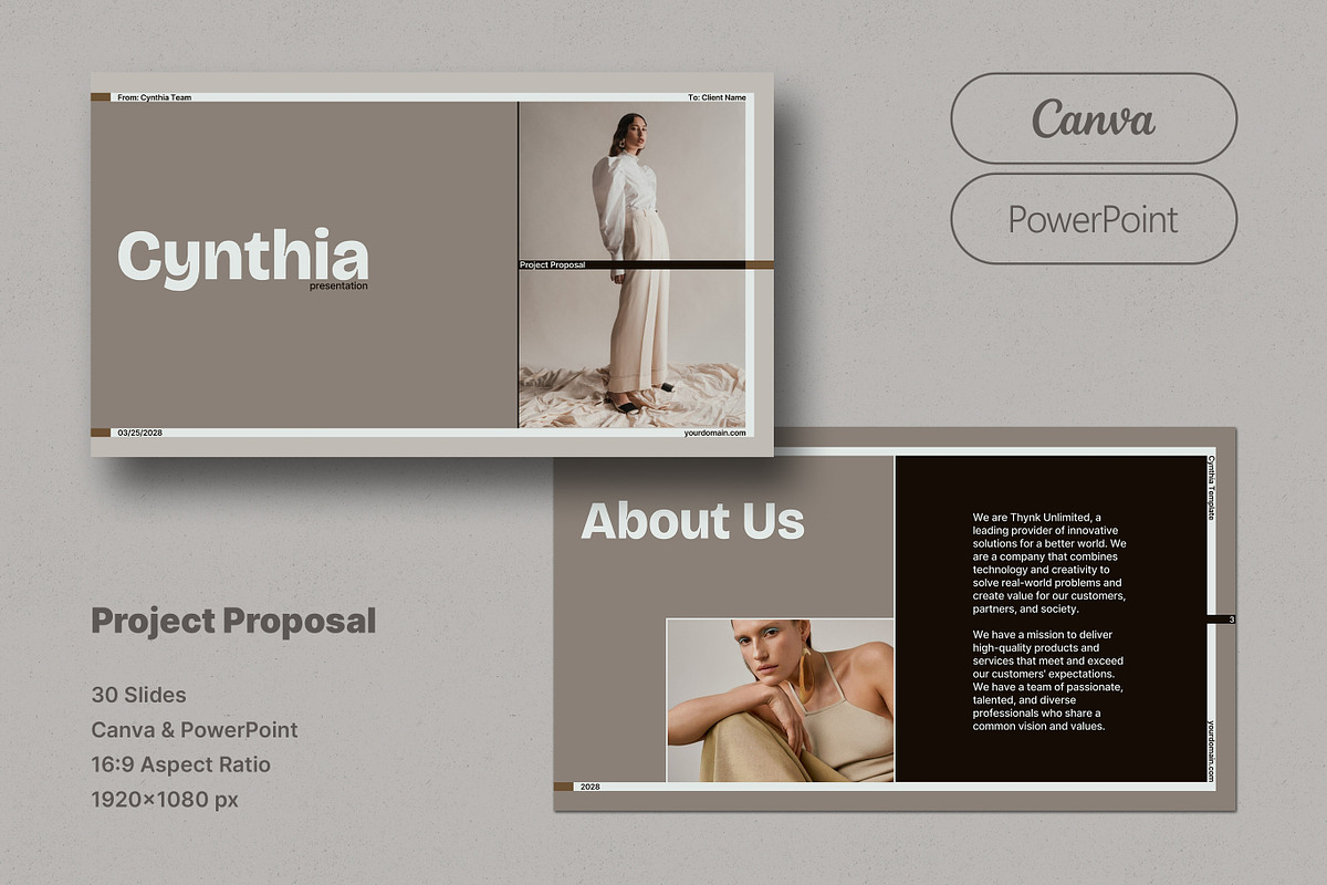 Cynthia Project Proposal Template, a Presentation Template by SlideStation (Photo 1 of 5)