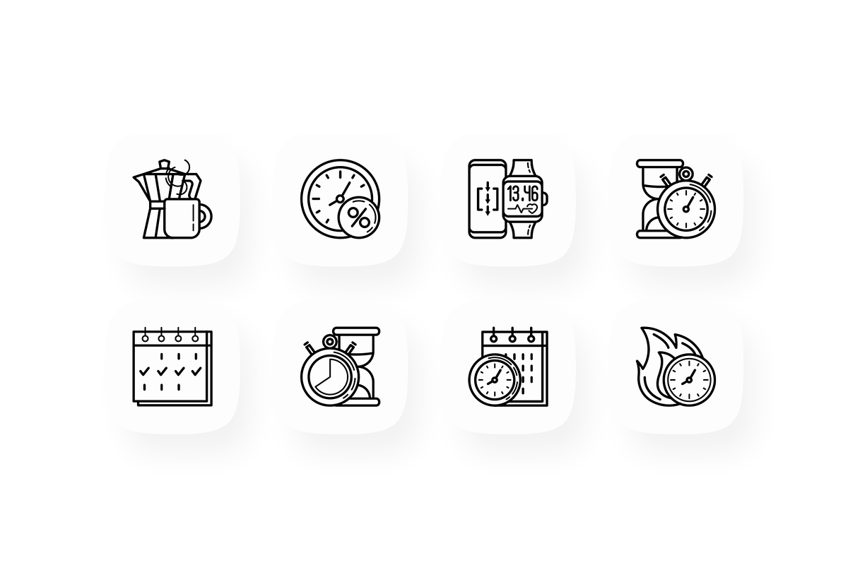 Time 16 Thin Line Icons Set, an Outline Icon by Alex Blogoodf (Photo 4 of 5)