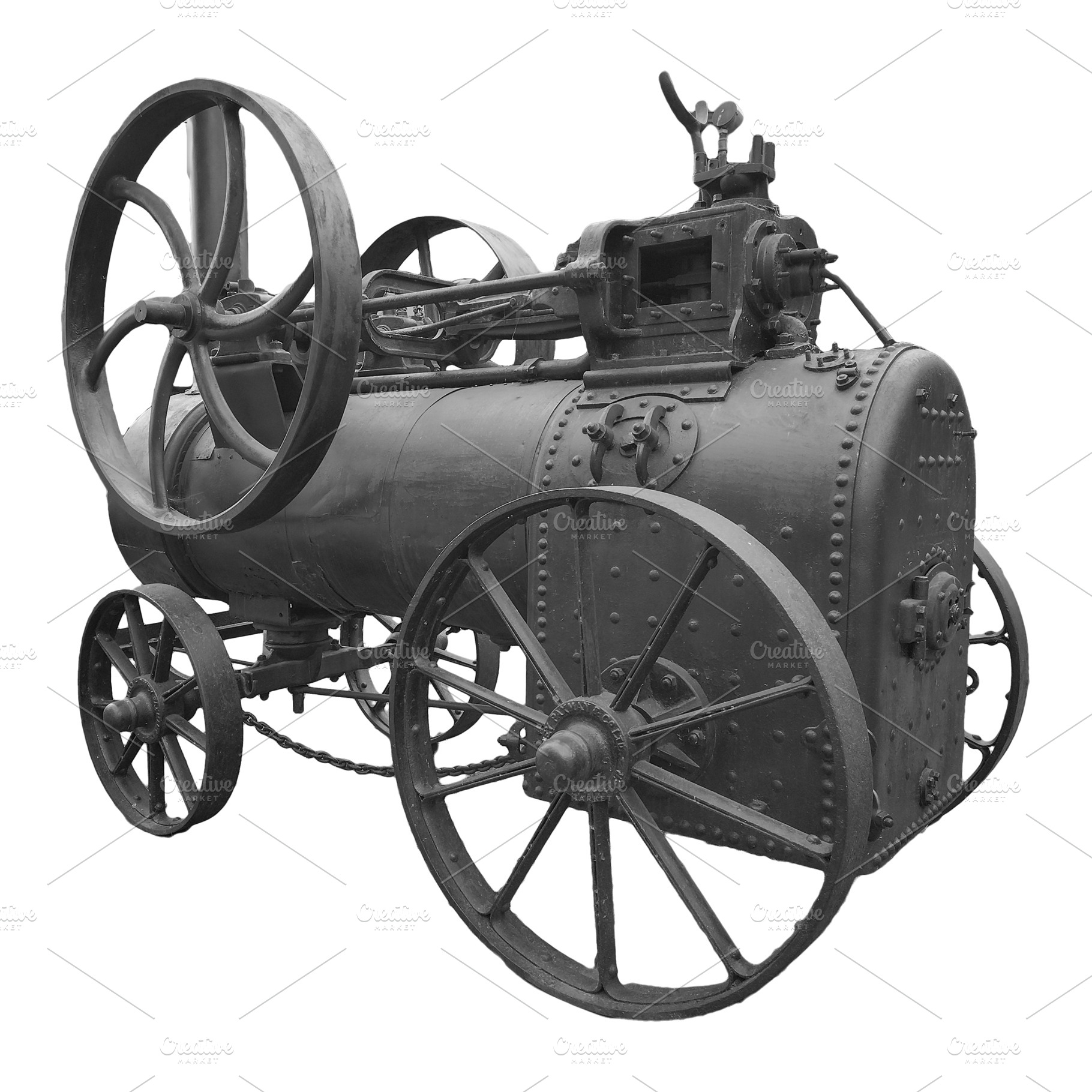 Vintage black steam engine machine, a Photo by DanFLCreativo
