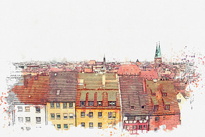 Panoramic City View. Nuremberg.