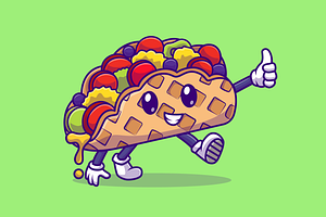 Cute Taco Food Thumbs Up Cartoon, a Food Illustration by Catalyst Labs