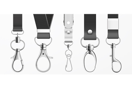 Metal claw clasp on black lanyards, an Object Illustration by Yayasya