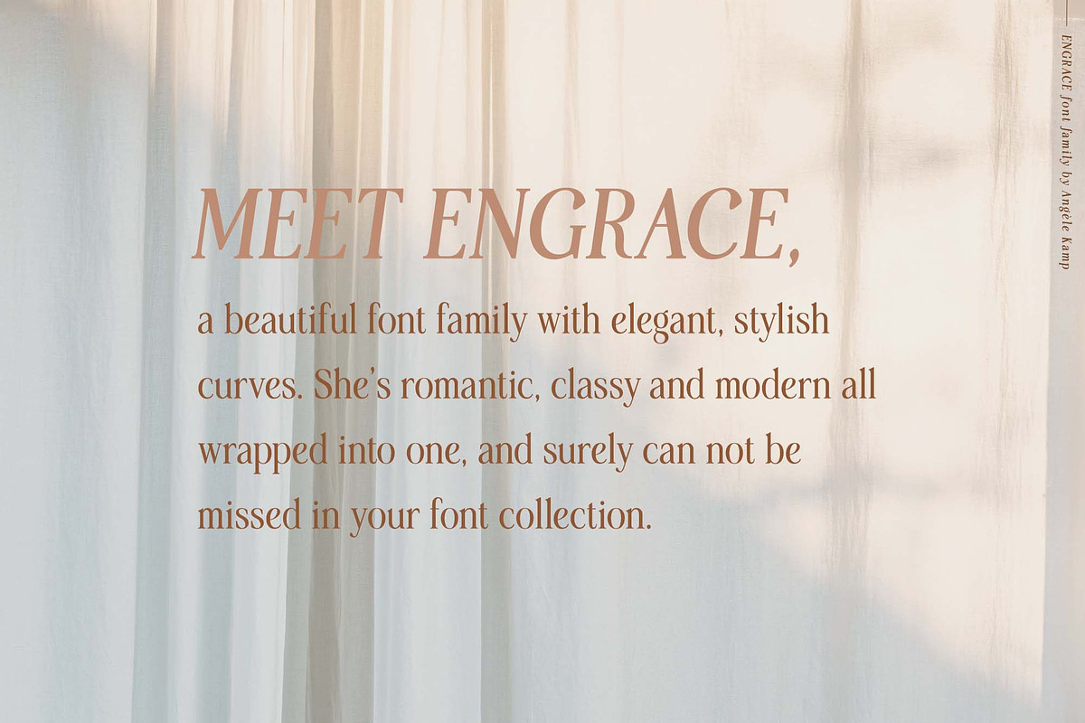 Engrace serif font family typeface, a Serif Font by Angele Kamp (Photo 8 of 13)