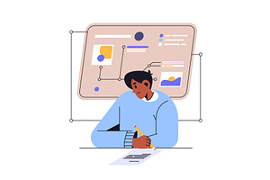 Student preparing for exam with, an Education Illustration by Elegant Solution