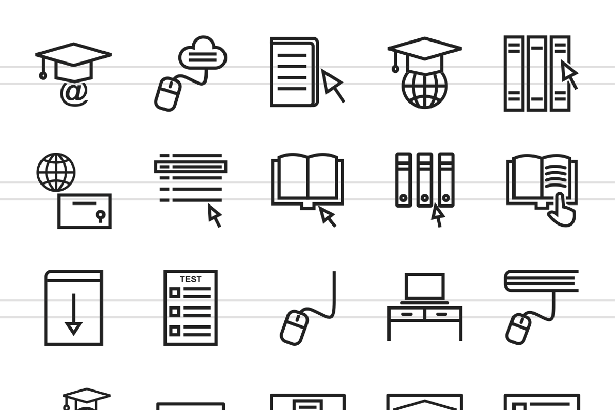 50 E Learning Line Icons, an Outline Icon by IconBunny