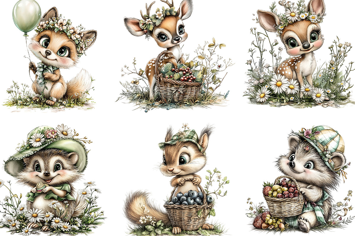 Summer Woodland Animals Clipart, an Illustration by Designking (Photo 5 of 5)