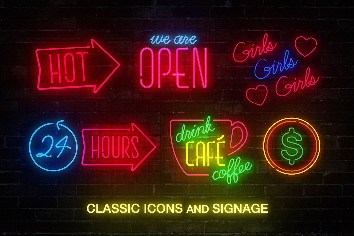 Neon Sign Collection: Volume One, a Texture Illustration by Wingsart Studio