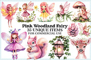 Pink Woodland Fairy Clipart, an Illustration by Craft Nest (Thumbnail 1 of 9)