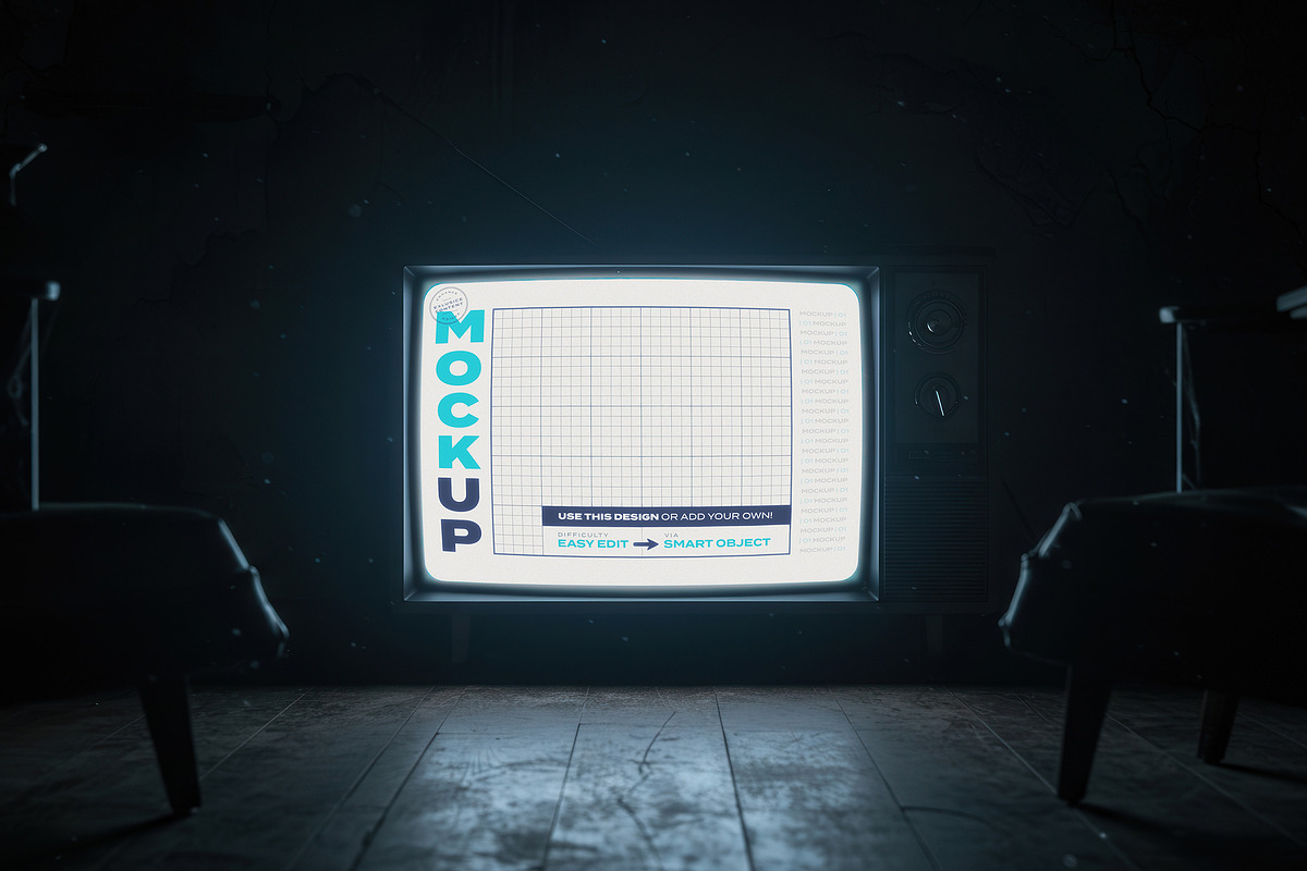 Old Style Tv Screen Terror Mockup, a Product Mockup by Luuqas Design