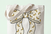 Banana Pattern Coquette Bow PNG, a Shirt Mockup by Vector Stall (Thumbnail 12 of 16)
