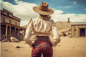 Cowboy Woman Hat Wild West. Generate