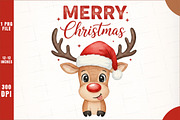 Reindeer Merry Christmas PNG, an Illustration by SinaCreation (Thumbnail 1 of 5)