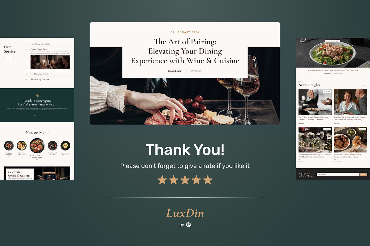 LuxDin - Restaurant Website, an UI Kit Template by peterdraw (Photo 9 of 9)