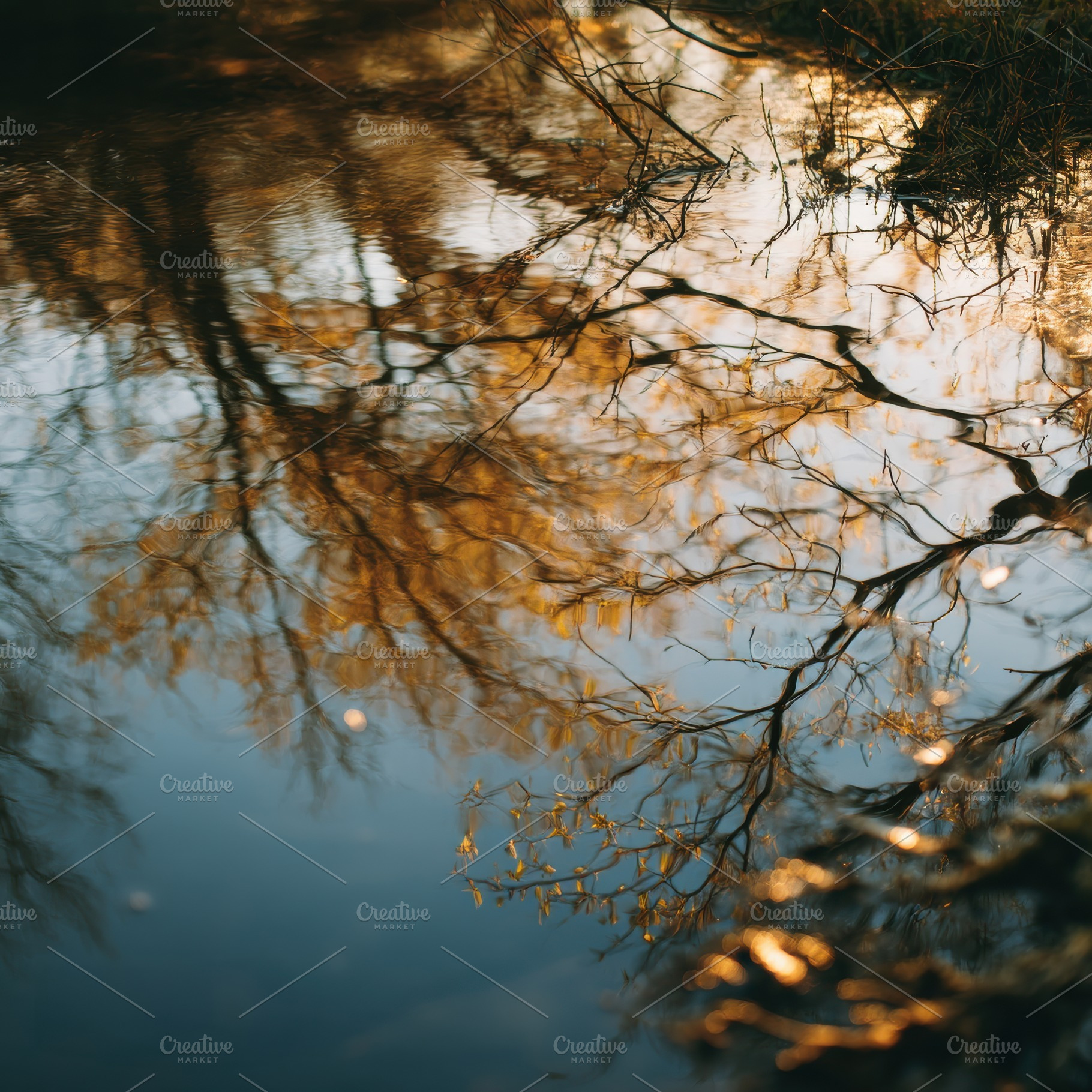 Stream Reflection Minimalist Water, a Nature Photo by Virgo Studio