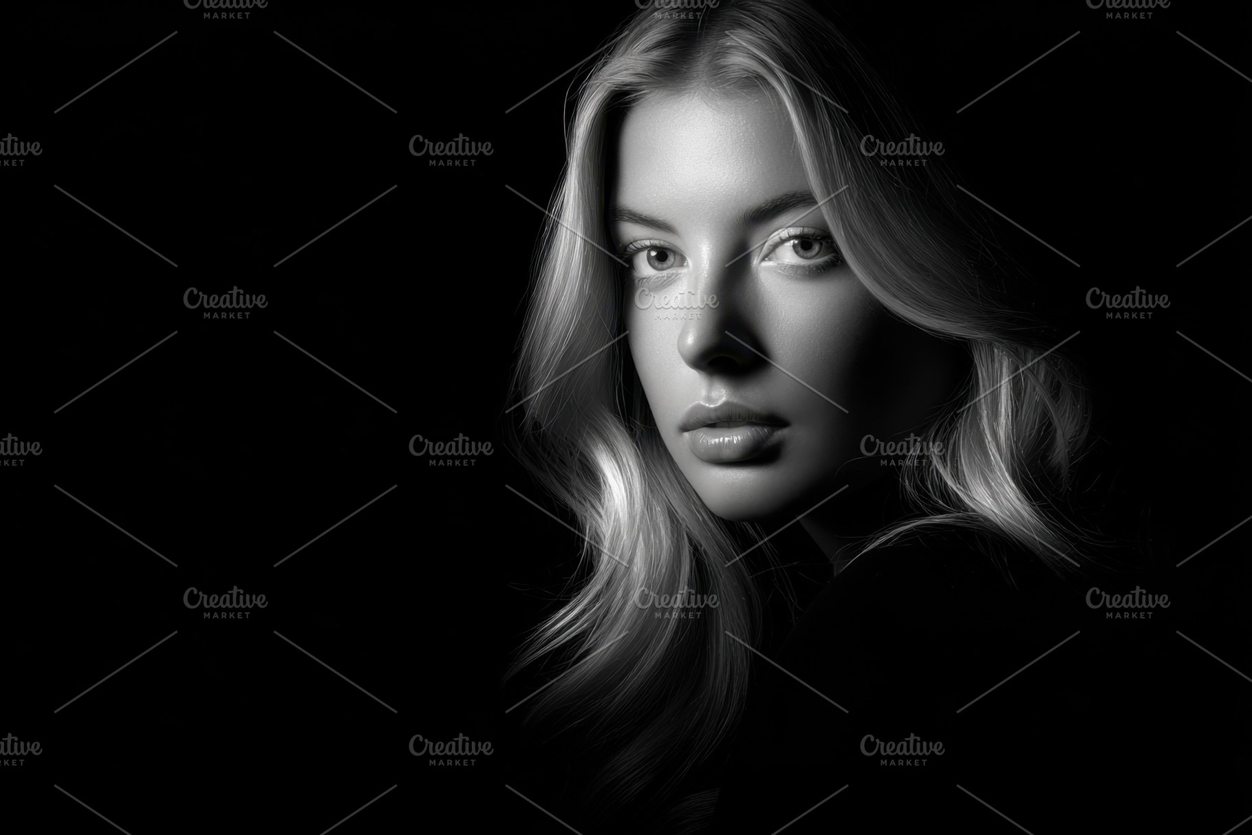 Striking black and white portrait of a young woman, a Person Photo by AlyaAnd