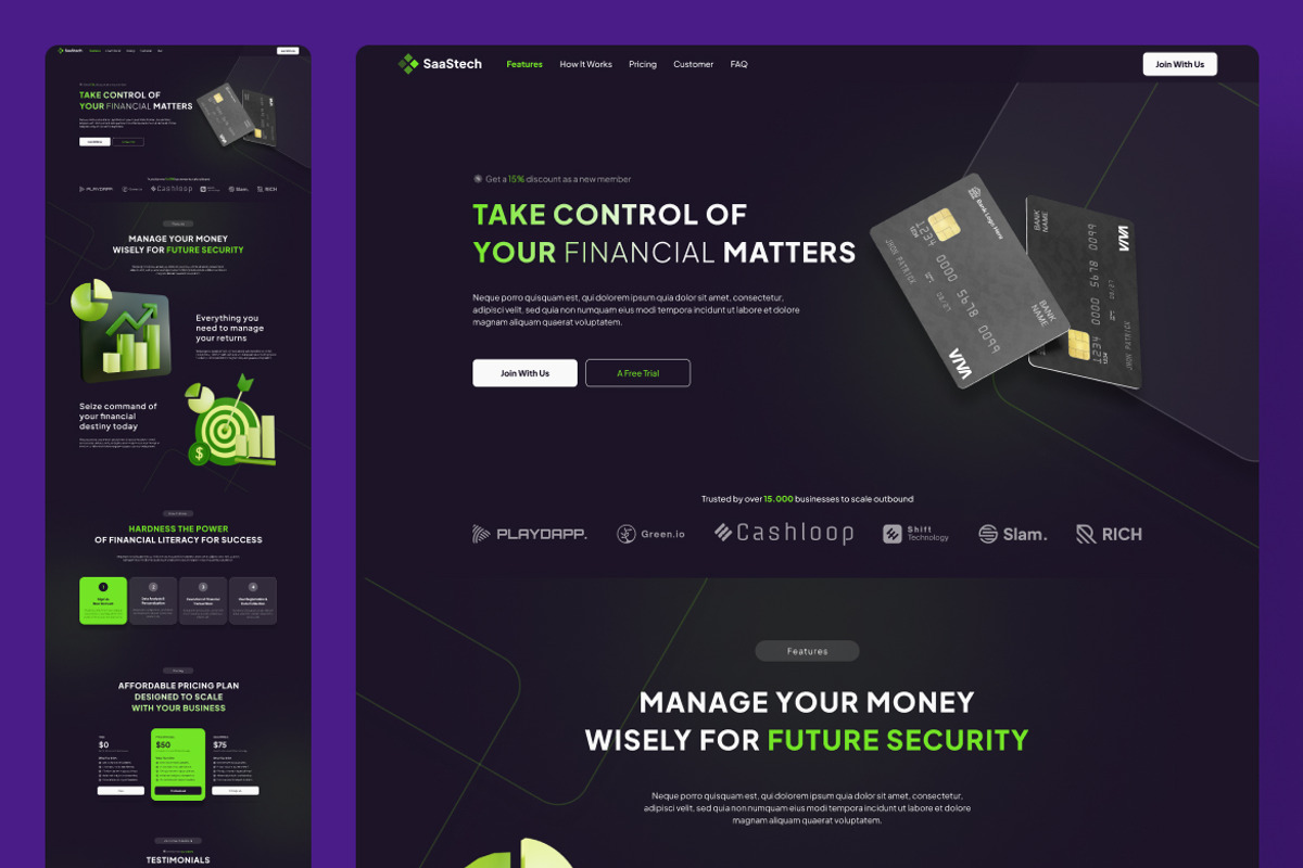 Control Financial Web Landing Page, a Landing Page Template by UICreative (Photo 2 of 4)