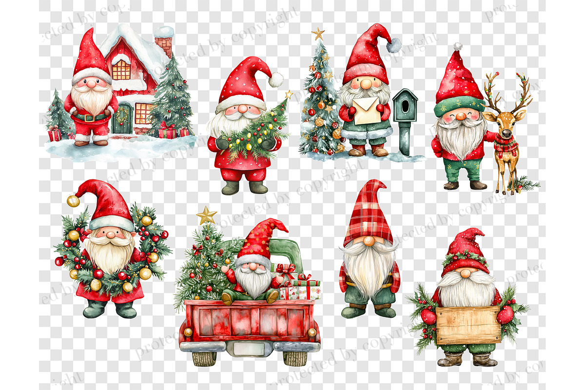 Christmas Gnome Clipart PNG Bundle, a Seasonal Illustration by GlamArtZhanna (Photo 5 of 6)