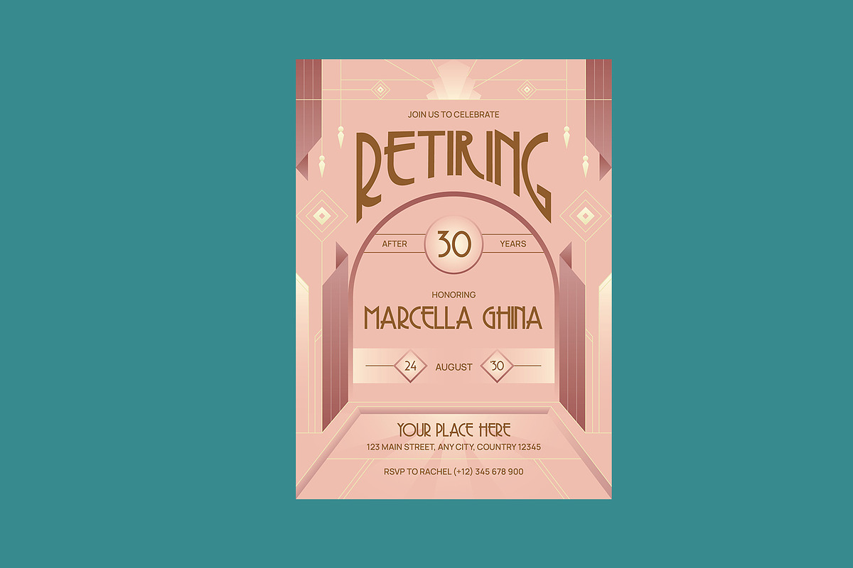 Art Deco Retirement Party Invitation, an Invitation Template by Neermana (Photo 3 of 4)