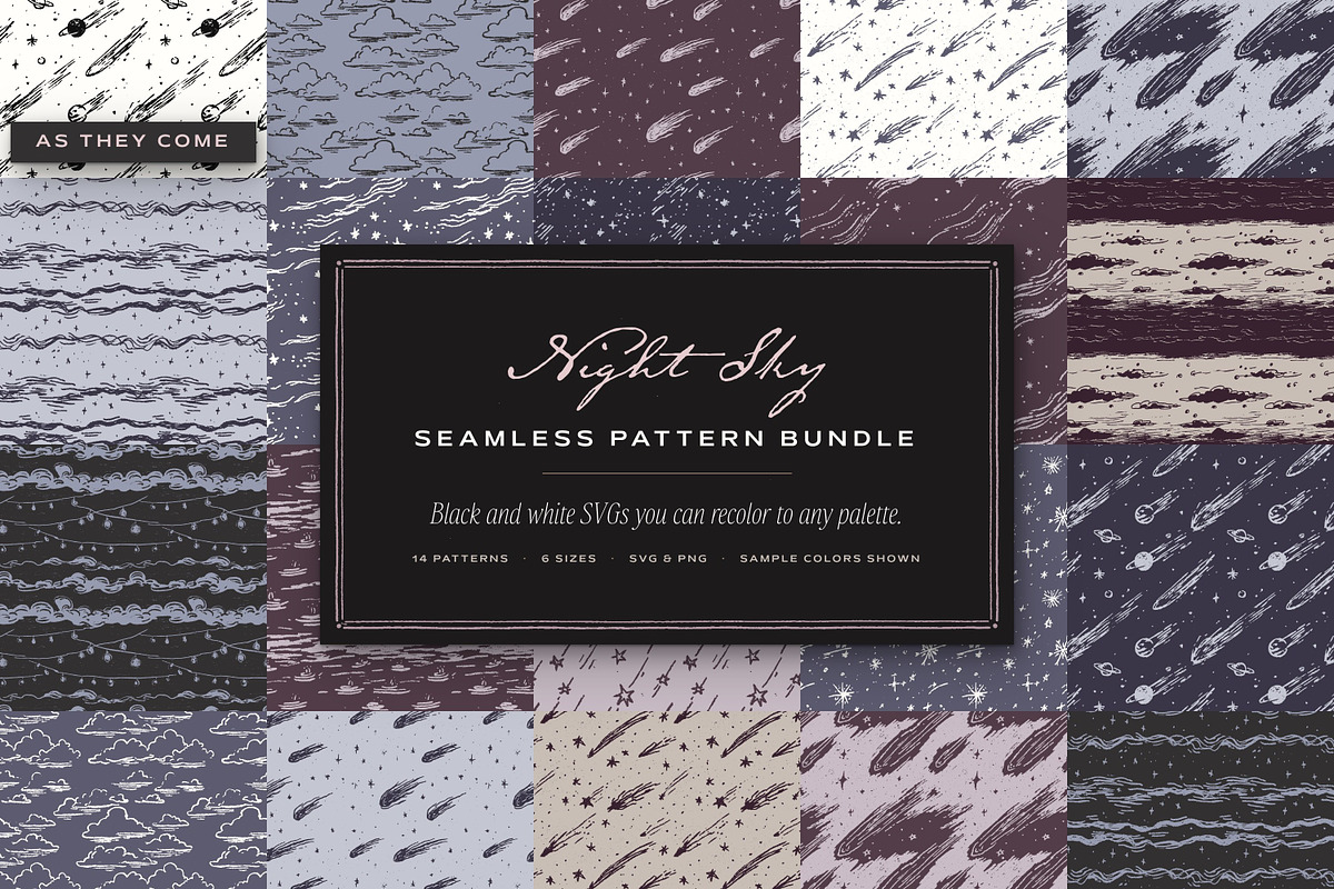 Night Sky Seamless Pattern Bundle, a Pattern Graphic by The October Creative (Photo 1 of 12)