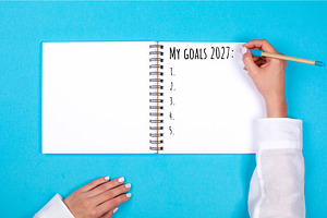 My goals 2027 in open notebook, a Business Photo by Anna Efetova